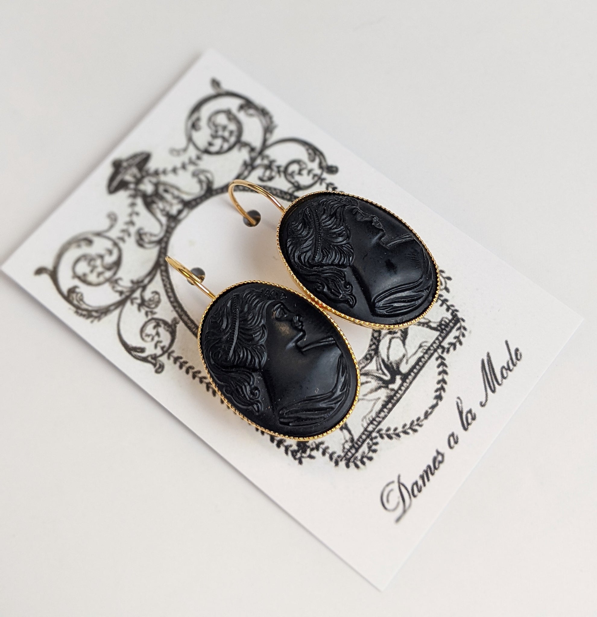 Buy CAMEO STUD EARRINGS, Victorian Style Bridal Earrings, Black White Cameo  Earrings, Gift for Wife, Jewelry, Vintage Cameo Earrings Online in India -  Etsy